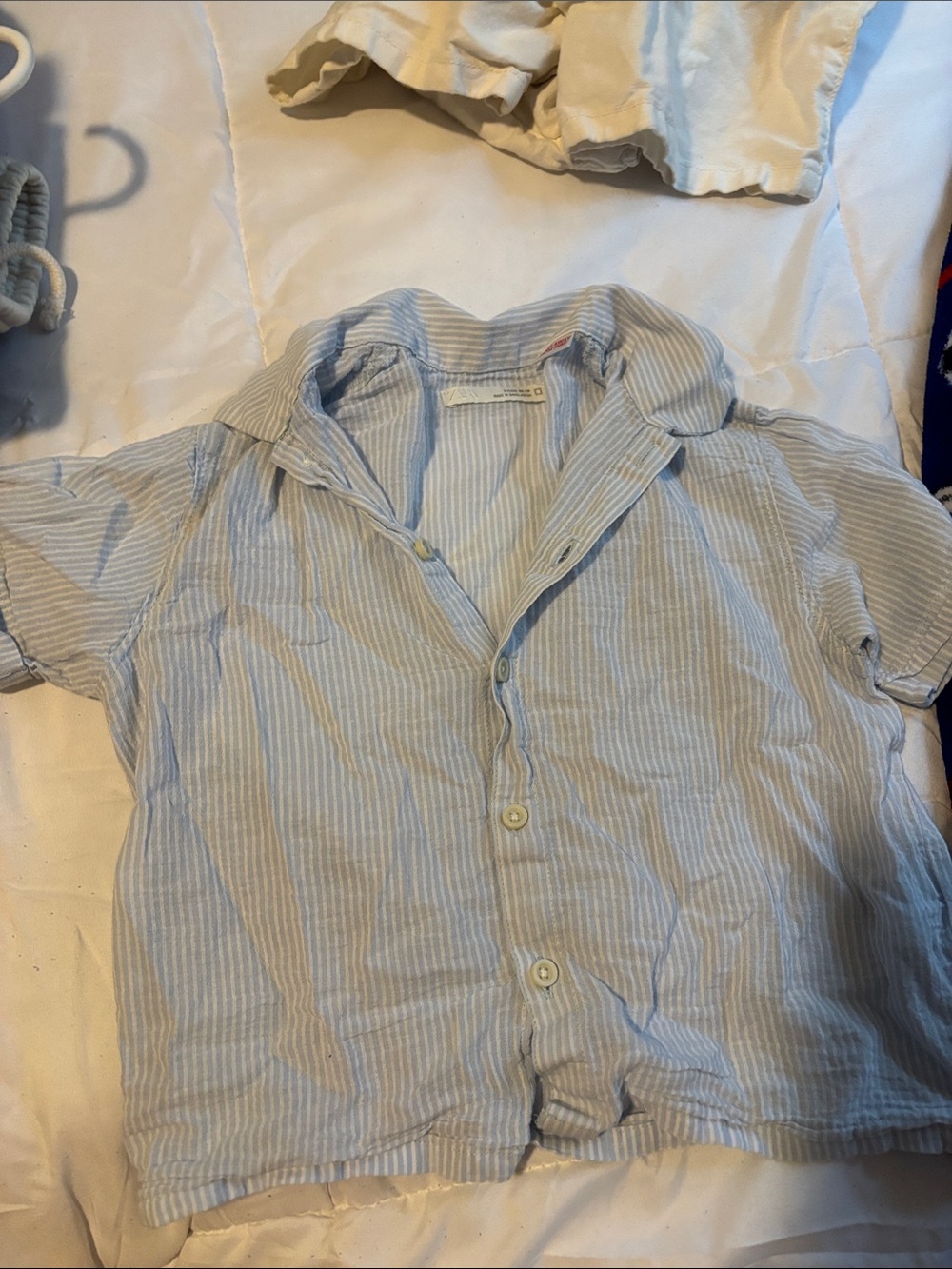 Zara Light Blue and White Striped Kids Button-Down Shirt